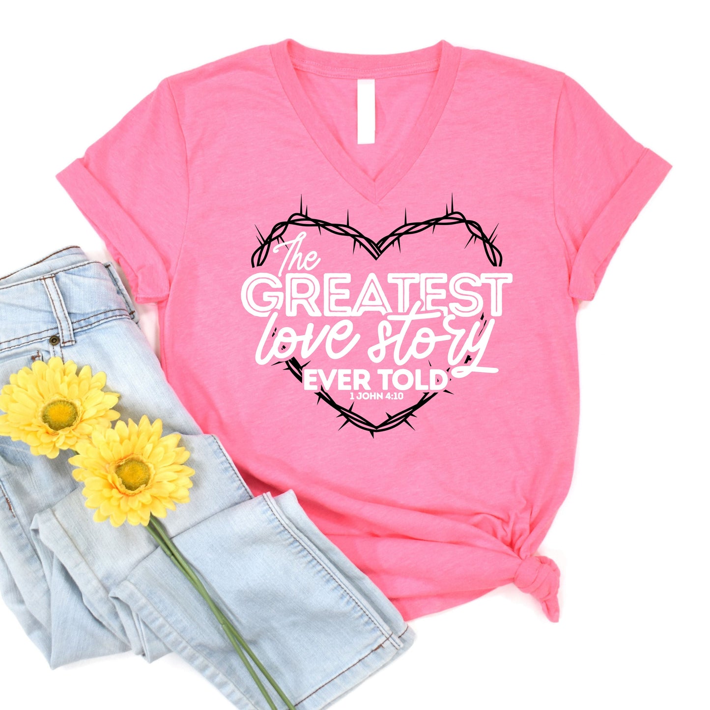 The Greatest Love Story Ever Told V-Neck Tee