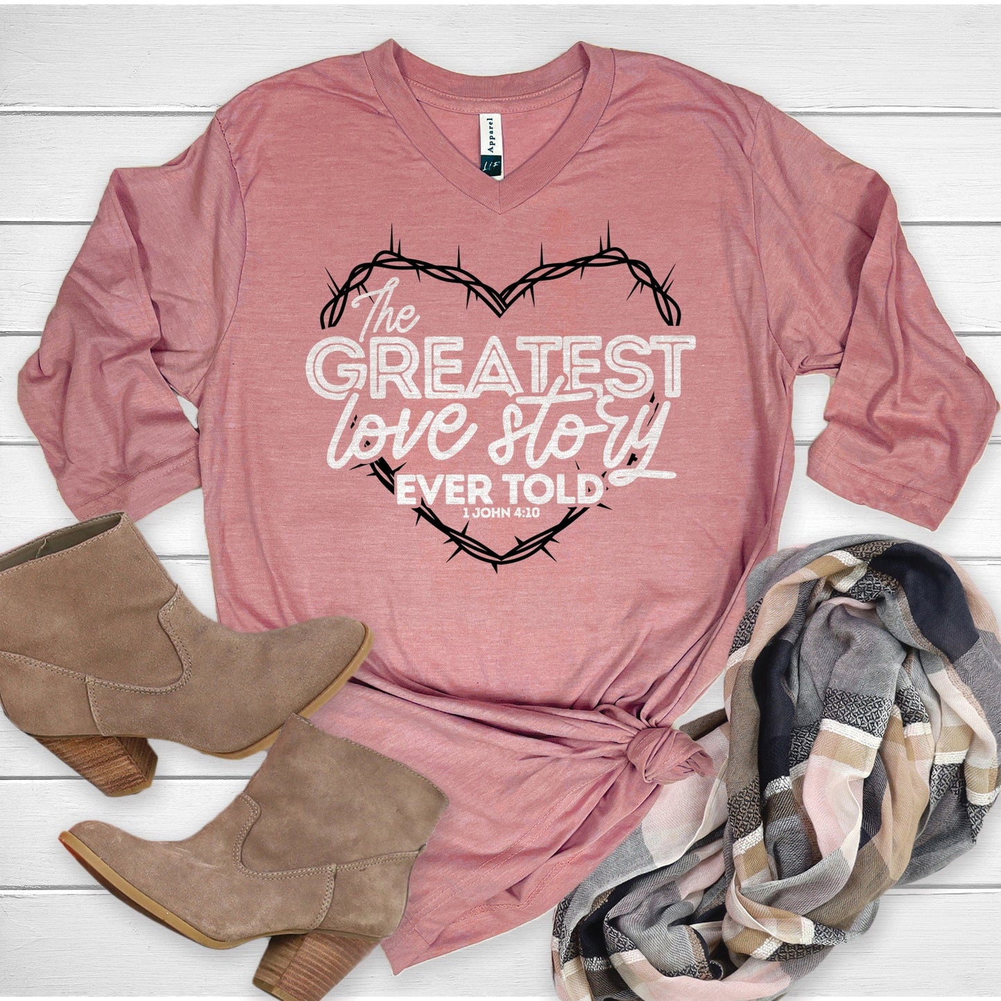 Greatest Love Story Ever Told 3/4 Sleeve V-Neck